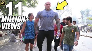 World Biggest Bodybuilder Martyn Ford Walking on Mumbai Streets [upl. by Mccreary]