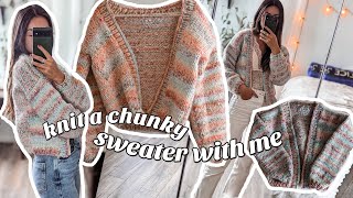 HOW TO KNIT A CHUNKY CARDIGAN  Easy Beginner Friendly Step by Step Tutorial [upl. by Yzmar872]