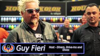 Food Network Chef Guy Fieri Launches His Own House Of Kolor Custom Mix At SEMA 2015 [upl. by Winzler]