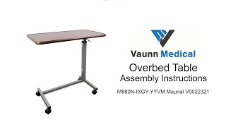 How to assemble Vaunn Medical Adjustable Overbed Bedside Table With WheelsM880NIXGYYYVM V0022321 [upl. by Lay896]