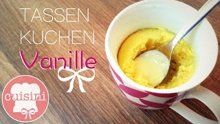 Tassenkuchen Vanille mit flüssigem Kern  Ohne Ei  Mikrowellen Kuchen ohne Nutella  CUISINI [upl. by Bone417]