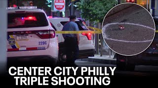 Argument erupts into triple shooting in Philadelphias Center City [upl. by Yretsym997]