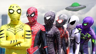 SPIDERMAN World Story  New YELLOW is ALIEN SUPERHERO   Amazing Stunt Action  By FLife TV [upl. by Ahsemed]