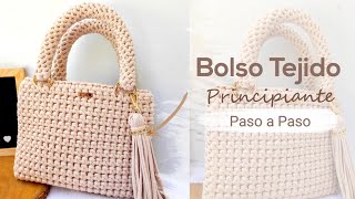 🔥Bolso Tejido a Crochet  punto bajo doble  PRINCIPIANTE  Super facil y Economica [upl. by Enimsaj]