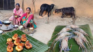 how to cooking Golda Chingri Recipe  poor Grandma cooking in village style  cooking [upl. by Dimitris]