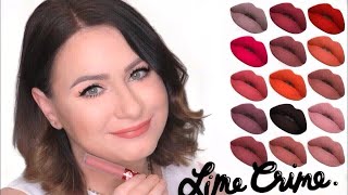 Lime Crime Velvetines Matte Liquid Lipstick Swatches  16 Shades [upl. by Bowyer764]