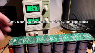 Updated video of 6 series 27V 500F supercapacitors w protection board for 162V 83F unit [upl. by Capwell]