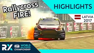 World Rallycross of Latvia 2017  Crashes Battles and FIRE World RX Highlights from Riga Latvia [upl. by Walsh]