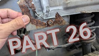 Rot repair Cutting out and repairing a sneaky hidden rust area on the Daihatsu Mira today [upl. by Nollahp484]