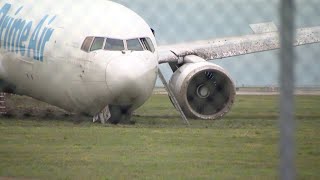 Amazon cargo jet slides off Vancouver Airport runway [upl. by Leor]