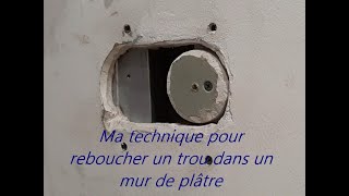 Comment reboucher un trou dans un mur en placo plaques de plâtre [upl. by Yknip]