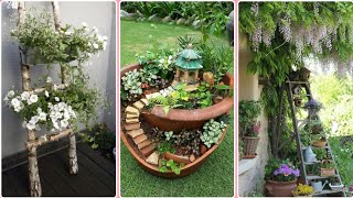 Flower Pot Stands  Plant Stand Ideas  Outdoor Garden [upl. by Esiocnarf]