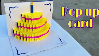 How to make pop up birthday card  how to make pop up cake card  3d cake card making greeting Card [upl. by Ecylla]