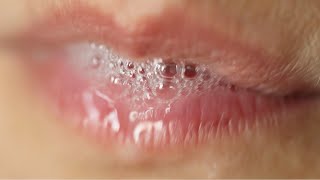 Extended version  Extreme close up of moving tongue lips bubbles and finger Visual ASMR [upl. by Llydnek]