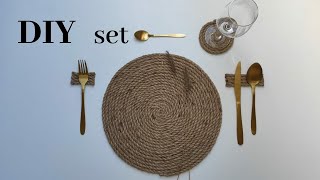 DIY Jute Tischset Seil Deko Tischdeko selber machen Jute Deko [upl. by Bonnette]