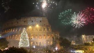 Rome celebrates New Year with fireworks river dive [upl. by Simsar492]