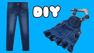 DIY Convert Old Jeans into Dungaree Dress 1 to 2 years [upl. by Karee885]