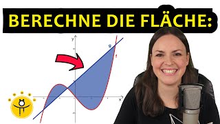 FLÄCHE zwischen 2 Funktionen berechnen – 3 Schnittpunkte Flächenberechnung Integral [upl. by Cally180]