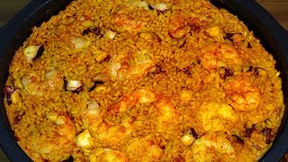 Receta Arroz con pulpo y gambas  Semana Santa Recetas de cocina paso a paso tutorial [upl. by Paynter125]