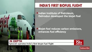 Indias first biofuel flight lands safely [upl. by Llertnac]