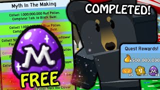 ALL BLACK BEAR FREE MYTHIC EGG QUESTS COMPLETE  Roblox Bee Swarm [upl. by Adnoloy]