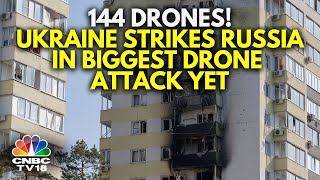 RussiaUkraine War  Ukraine Launches Largest Drone Barrage At Moscow With Over 144 Drones  N18G [upl. by Eedyaj975]