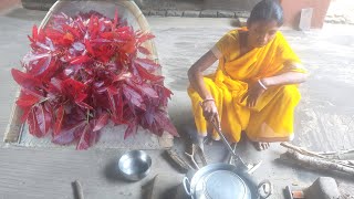 Schleichera Oleosa leaves recipe cooking in Village  कुसुम पत्तियाँ का सब्जी आदिवासि फैमिली मे [upl. by Eirena]