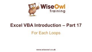 Excel VBA Introduction Part 17  For Each Loops [upl. by Nwahsek]