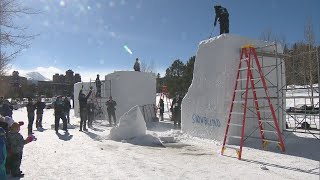 International Snow Sculpture Championships begin in Breckenridge [upl. by Annuhsal833]