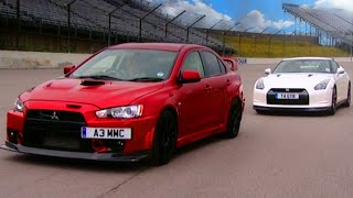 Nissan GTR vs Mitsubishi EVO FQ 400  Fifth Gear [upl. by Yrakcaz]