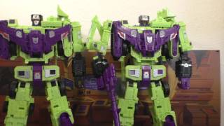 Transformers review Hasbro Combiner wars Devastator vs Takara Unite Warriors Part 2 Combine mode [upl. by Nishi169]