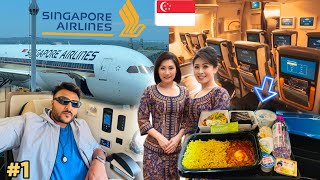 Flying Luxurious Singapore Airlines  World’s Best Economy Class  Unlimited Food amp Beverages Review [upl. by Mikkanen]