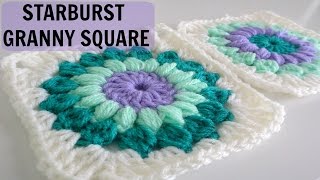 How to Crochet a Starburst Granny Square [upl. by Arikahc]