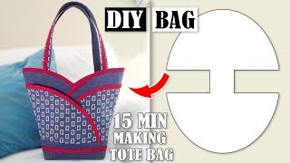 DIY MOST POPULAR DESIGN HANDBAG TUTORIAL  Tote Bag In 10 Min Sewing Easy Step by Step [upl. by Namhcan688]