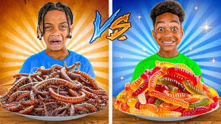 REAL FOOD VS GUMMY FOOD CHALLENGE  The Prince Family Clubhouse [upl. by Emil642]