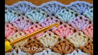 Easy Crochet Shell Stitch Tutorial English [upl. by Karlow]