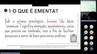 Minicurso Elaboração de Ementas e Indexação de Pareceres Jurídicos [upl. by Winslow27]