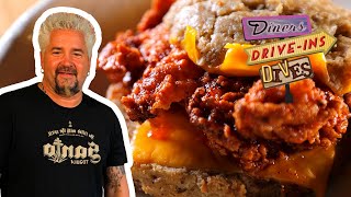 Guy Fieri Eats a Honey Butter Chicken Biscuit  Diners DriveIns and Dives  Food Network [upl. by Htrahddis]