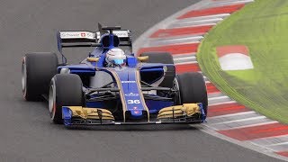 F1 2017  New Cars Testing in Barcelona Natural Sound [upl. by Aedrahs]