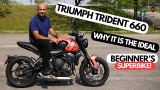 Review Triumph Trident 660  Why It Is The Ideal Beginners Superbike [upl. by Lekzehcey641]