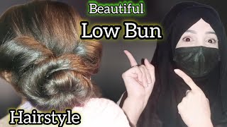 beautiful low bun hairstyles For Ladies  Jura Hairstyle For long hair  Hair bun style  jura [upl. by Zsamot]