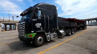 Black Freightliner Argosy Cabover At Truck Stop In Detroit Michigan [upl. by Karla]