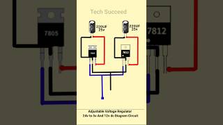 Adjustable Voltage Regulator 24v to 5v And 12v dc Diagram Circuit reels vlog viralshorts [upl. by Schaffel]