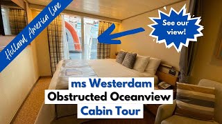 Westerdam Obstructed Oceanview Cabin Tour cabin 4119 [upl. by Ahrendt870]