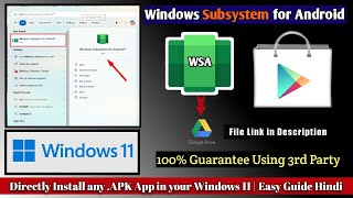 How to Install Windows Subsystem for Android Outside  Android Apps on windows 11  Easy Guide [upl. by Amand]