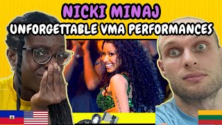 REACTION TO Nicki Minaj  Unforgettable Nicki Minaj VMA Performances ✨ MTV  FIRST TIME WATCHING [upl. by Enasus]