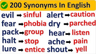 SYNONYMS Learn 200 Important Synonym Words in English To improve Your English Vocabulary [upl. by Dhu]