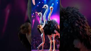 Pretty Girl Climbs ThreeHeaded Ostrich on Americas Got Talent [upl. by Enecnarf252]