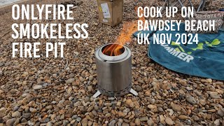 ONLYFIRE smokeless fire pit cooker  Testing on Bawdsey Beach [upl. by Noelc]