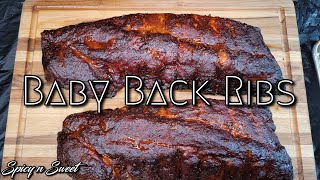 Pit Boss Smoked Baby Back Ribs  Pit Boss Lexington 540  Spicy n Sweet [upl. by Ayyn]